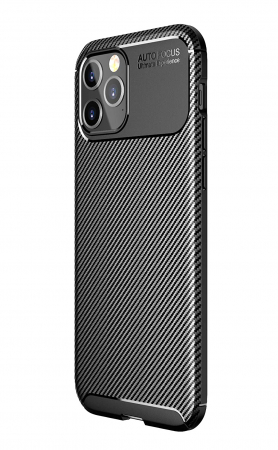 Huse iPhone 12 Pro Max - Husa pentru IPhone 12 PRO MAX, fibra de carbon, Slim Antisoc, carcasa spate, Focus, Negru