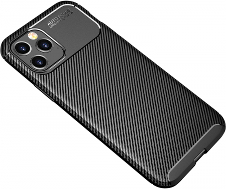 Husa pentru IPhone 12 PRO MAX, fibra de carbon, Slim Antisoc, carcasa spate, Focus, Negru [3]