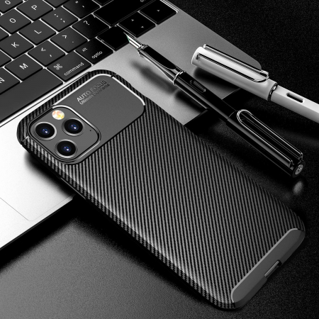 Husa pentru IPhone 12 PRO MAX, fibra de carbon, Slim Antisoc, carcasa spate, Focus, Negru [1]