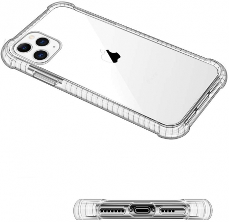 Husa pentru iPhone 12 / 12 PRO, Hybrid Antisoc, carcasa spate PC transparenta cu Bumper, Alb [3]