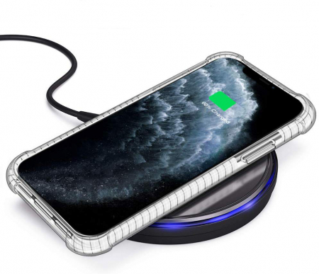 Husa pentru iPhone 12 / 12 PRO, Hybrid Antisoc, carcasa spate PC transparenta cu Bumper, Alb [2]