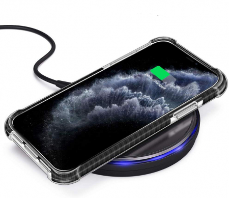 Husa pentru iPhone 12 / 12 PRO, Hybrid Antisoc, carcasa spate PC transparenta cu Bumper, Negru [4]