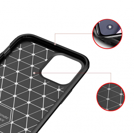 Husa pentru IPhone 12 MINI, fibra de carbon, Slim Antisoc, carcasa spate, Focus, Negru [7]