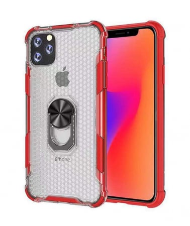 Huse iPhone - Husa pentru IPhone 12 MINI, Hybrid Antisoc, carcasa cu bumper, inel rotativ 360 si Kickstand, Rosu