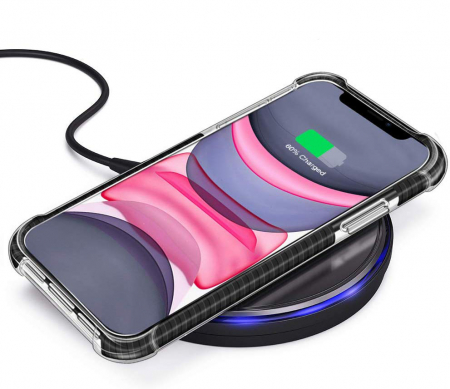 Husa pentru iPhone 12 MINI, Hybrid Antisoc, carcasa spate PC transparenta cu Bumper, Negru [1]