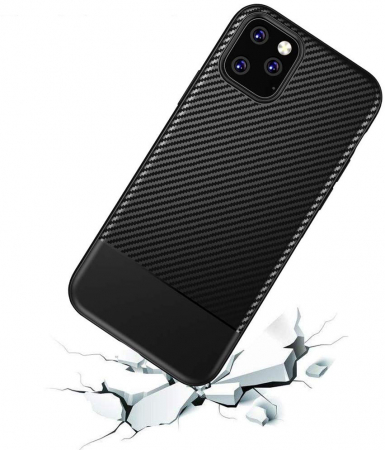 Husa pentru iPhone 12 PRO MAX, cu fibra de carbon, Slim Antisoc, carcasa spate, Negru [4]