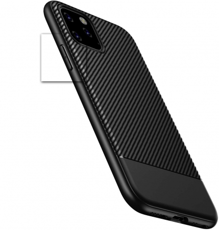 Husa pentru iPhone 12 PRO MAX, cu fibra de carbon, Slim Antisoc, carcasa spate, Negru [1]