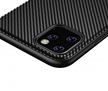Husa pentru iPhone 12 PRO MAX, cu fibra de carbon, Slim Antisoc, carcasa spate, Negru [5]