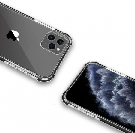 Husa pentru iPhone 12 PRO MAX, Hybrid Antisoc, carcasa spate PC transparenta cu Bumper, Negru [3]