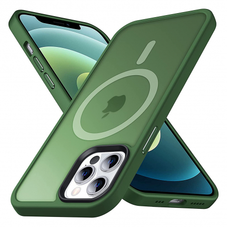 Huse iPhone MagSafe - Husa pentru IPhone 12 PRO MAX MagSafe, ultra slim, Antisoc, Verde