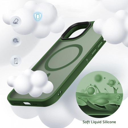 Husă pentru iPhone 14 PLUS MagSafe, ultra slim, Antișoc, Verde [5]