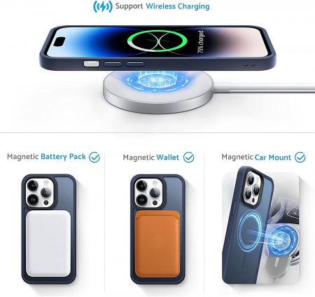 Husă pentru IPhone 14 PRO MAX MagSafe, ultra slim, Antișoc, Blue [4]