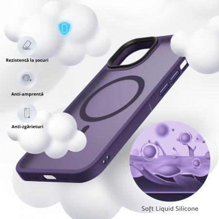 Husă pentru IPhone 15, MagSafe, ultra slim, Antișoc, Purple [5]