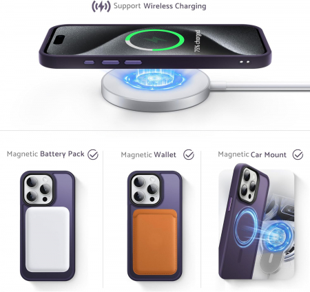 Husă pentru IPhone 15 PRO MAX, MagSafe, ultra slim, Antișoc, Purple [3]