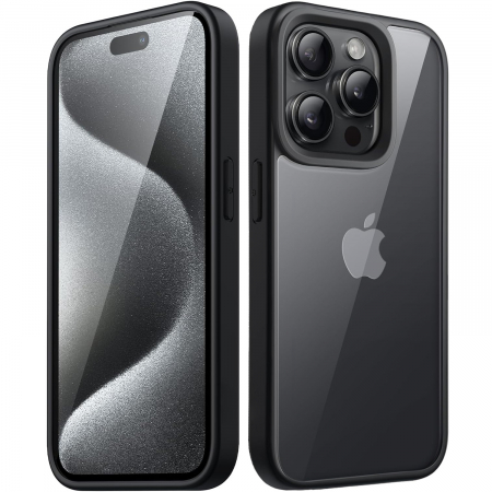 Huse iPhone 15 Pro Max - Husă pentru iPhone 15 PRO MAX, ultra slim, Antișoc, hardcase, Negru