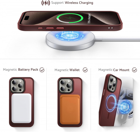 Husă pentru IPhone 15 PRO MAX, ultra slim, Antișoc, Wine Red [3]