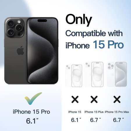 Husă pentru iPhone 15 PRO, ultra slim, Antișoc, hardcase, Negru [1]