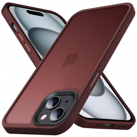 Huse iPhone 15 - Husă pentru iPhone 15, ultra slim, Antișoc, Wine Red