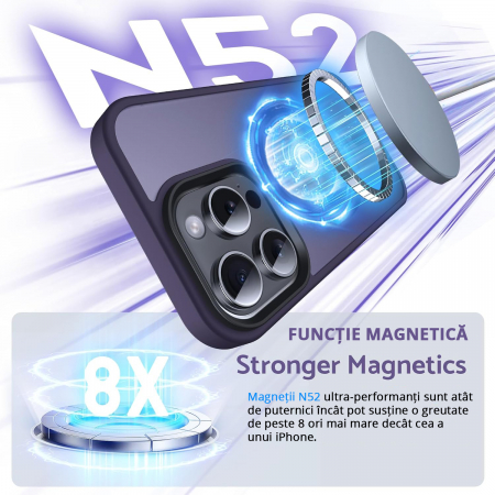 Husă pentru IPhone 16 PRO, MagSafe, ultra slim, Antișoc, Purple [3]