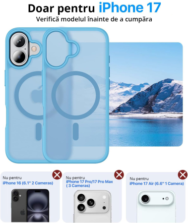 Husă pentru IPhone 17, MagSafe, ultra slim, Antișoc, Light Blue [1]