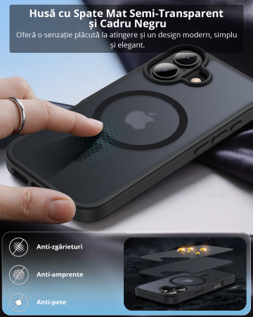 Husă pentru IPhone 17, MagSafe, ultra slim, Antișoc, Negru [5]