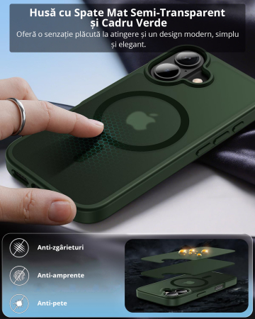 Husă pentru IPhone 17, MagSafe, ultra slim, Antișoc, Verde [5]