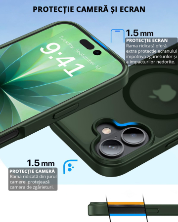 Husă pentru IPhone 17, MagSafe, ultra slim, Antișoc, Verde [3]
