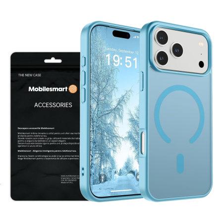 Huse iPhone 17 Pro - Husă pentru IPhone 17 PRO, MagSafe, ultra slim, Antișoc, Light Blue
