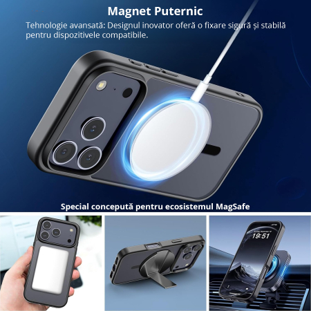 Husă pentru IPhone 17 PRO, MagSafe, ultra slim, Antișoc, Negru [4]