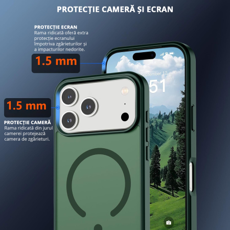 Husă pentru IPhone 17 PRO, MagSafe, ultra slim, Antișoc, Verde [3]