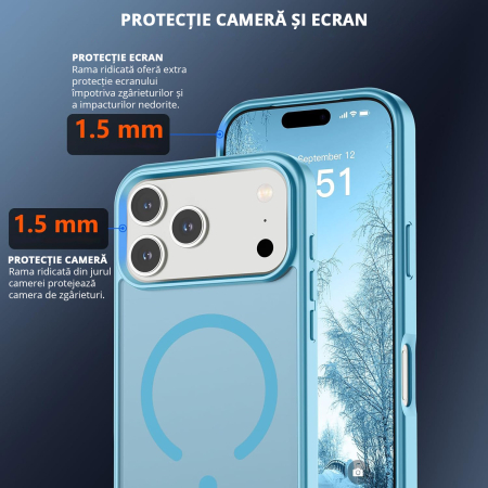 Husă pentru IPhone 17 PRO MAX, MagSafe, ultra slim, Antișoc, Light Blue [3]