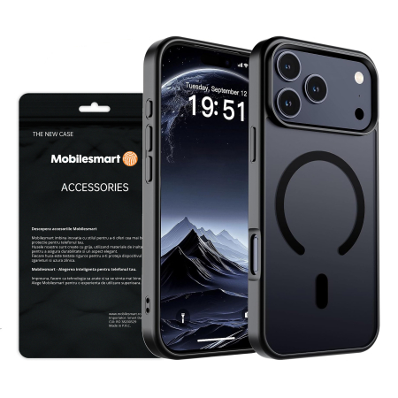 Huse iPhone 17 Pro Max - Husă pentru IPhone 17 PRO MAX, MagSafe, ultra slim, Antișoc, Negru