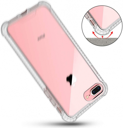 Husa pentru iPhone 8 / 7, Mobilesmart, Hybrid Antisoc, carcasa spate PC transparenta cu Bumper, Alb [2]