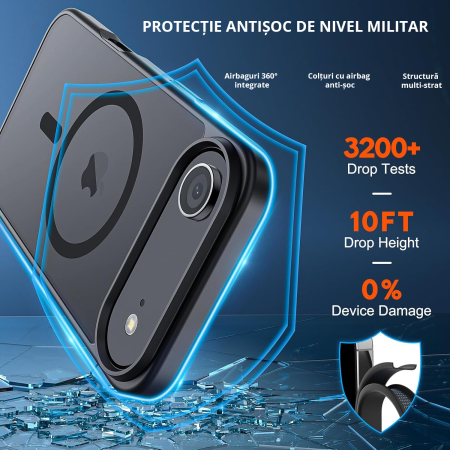 Husă pentru Iphone AIR, MagSafe, ultra slim, Antișoc, Negru [2]