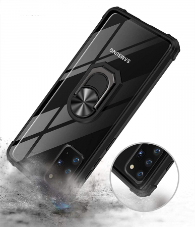 Husa pentru Samsung Galaxy NOTE 20, Hybrid Antisoc, carcasa cu bumper, inel rotativ 360 si Kickstand, Negru [3]