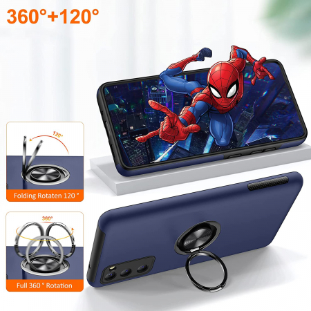 Husă pentru Samsung Galaxy S20 FE, inel multifuncțional 360°, Protecție Militară Antișoc, Blue [4]