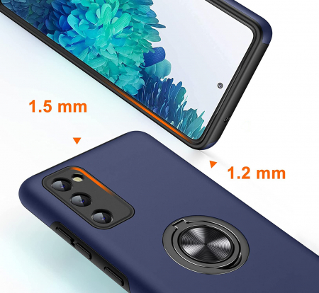 Husă pentru Samsung Galaxy S20 FE, inel multifuncțional 360°, Protecție Militară Antișoc, Blue [1]