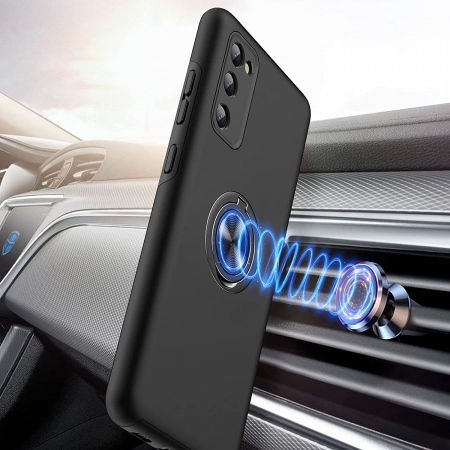 Husă pentru Samsung Galaxy S20 FE, inel multifuncțional 360°, Protecție Militară Antișoc, Negru [3]