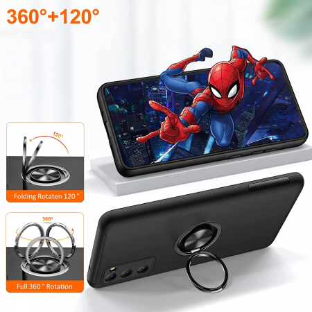 Husă pentru Samsung Galaxy S20 FE, inel multifuncțional 360°, Protecție Militară Antișoc, Negru [4]