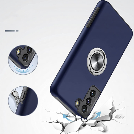 Husă pentru Samsung Galaxy S21 FE, inel multifuncțional 360°, Protecție Militară Antișoc, Blue [2]