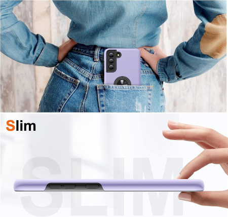 Husă pentru Samsung Galaxy S21 FE, inel multifuncțional 360°, Protecție Militară Antișoc, Purple [6]