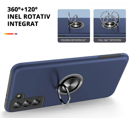 Husă pentru Samsung Galaxy S21 PLUS, inel multifuncțional 360°, Protecție Militară Antișoc, Blue [4]