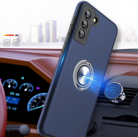 Husă pentru Samsung Galaxy S21 PLUS, inel multifuncțional 360°, Protecție Militară Antișoc, Blue [5]