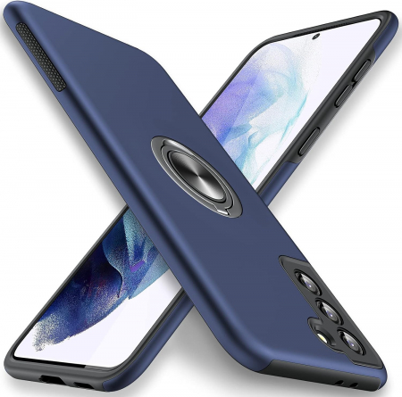 Huse Samsung Galaxy S21 Plus - Husă pentru Samsung Galaxy S21 PLUS, inel multifuncțional 360°, Protecție Militară Antișoc, Blue