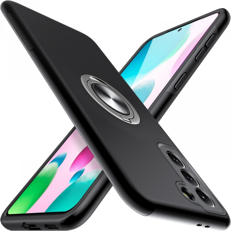 Huse Samsung Galaxy S21 Plus - Husă pentru Samsung Galaxy S21 PLUS, inel multifuncțional 360°, Protecție Militară Antișoc, Negru