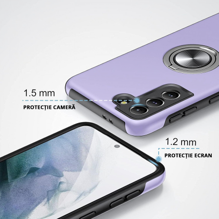 Husă pentru Samsung Galaxy S21 PLUS, inel multifuncțional 360°, Protecție Militară Antișoc, Purple [2]