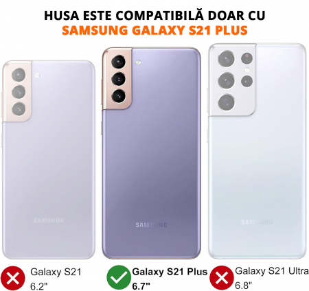 Husă pentru Samsung Galaxy S21 PLUS, inel multifuncțional 360°, Protecție Militară Antișoc, Roșu [1]