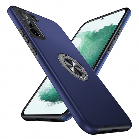 Huse telefoane - Husă pentru Samsung Galaxy S22 PLUS, inel multifuncțional 360°, Protecție Militară Antișoc, Blue