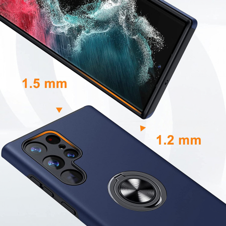 Husă pentru Samsung Galaxy S22 ULTRA, inel multifuncțional 360°, Protecție Militară Antișoc, Blue [2]