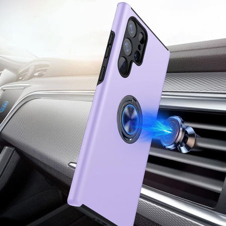 Husă pentru Samsung Galaxy S22 ULTRA, inel multifuncțional 360°, Protecție Militară Antișoc, Purple [2]